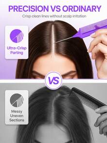 Rat Tail Hair Comb, Professional Fine‑Tooth Pointed Tail Styling Comb, Anti‑Static Hair Parting Teasing Comb For Salon Hairdressing Braiding Dyeing - Black - View 10