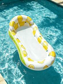 1pc Inflatable Water Float, Lemon And Watermelon Elements, PVC Material, Adult With Pillow Mesh, Inflatable Style, Water Float, Pool Float, Water Hammock, Water Lounge Chair, Outdoor Pool, Beach, Lake Vacation, Sunbathing, Party Water Play, 2026 Summer Viral Hot Item, Outdoor Cooling Gadget - Multicolor - View 3