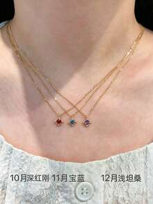 falinne 25 Pure Silver Cross Star Colorful Rhinestone Birthstone Necklace Multi-Color Zirconia Thin Choker Chain Birthday Gift For Girlfriend Best Friend Anniversary Present Layered Necklace Daily Commute Versatile Silver Jewelry - Yellow Gold - View 5