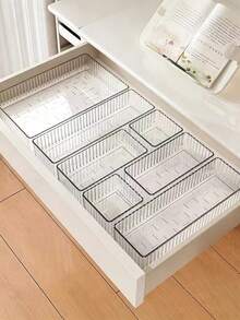 10/7/6/5/1pc Drawer/Desktop Cosmetic Storage Box, PET Material, Suitable For Organizing Office Supplies, Hair Accessories, Cosmetics, Beauty Products, Tableware, Daily Necessities, Jewelry, Home Decor And Bathroom Supplies - Clear - View 12