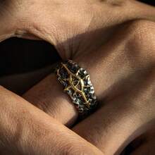 CIREY 1pc Vintage Starforged Black Expedition Champion Abaddon Open Ring Men's - Expedition Ring - View 3