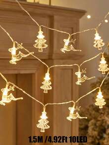 1 dây đèn LED trang trí Giáng sinh hình tuần và cây thông Noel dài 1.5/3m, dùng pin, đèn cửa sổ, đèn dây fairy light, phù hợp trang trí trong nhà, treo tường, để bàn và tiệc tùng, decor Giáng sinh và lễ mùa đông - Ánh sáng vàng - Xem 14