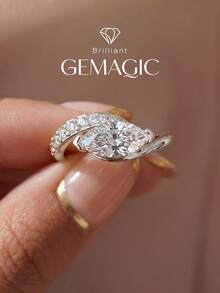 1pc Elegant Teardrop Half-Pave Zirconia Ring, Exquisite Women's Jewelry, Suitable For Daily Wear And Dating Gift - Marquise Diamond Ring - View 3
