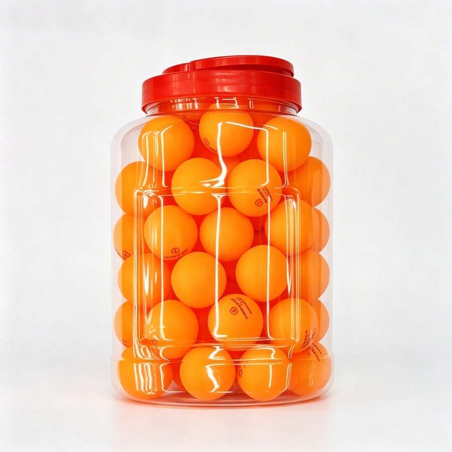 Bote con 60 Pelotas de Ping‑Pong Naranjas, Pelotas de Tenis de Mesa Resistentes para Entrenamiento Diario, Juegos Familiares y Actividades Recreativas - Naranja - Ver 1