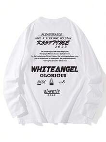 Women's Fashion Autumn/Winter Loose Round Neck Casual Versatile Letter Print Long Sleeve T-Shirt - White - View 6