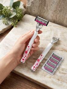 Pisau Cukur Manual Wanita, Kepala Presisi, Pisau Cukur Tubuh Gagang Panjang Motif Bunga, Menghilangkan Rambut dengan Halus dari Kaki, Ketiak, dan Garis Bikini, Gagang Alat Kosmetik Motif Bunga Merah, Gagang Alat Kosmetik Motif Bunga Merah, Pegangan Pengganti Logam Perak untuk Pisau Cukur dan Stik Kecantikan, Portabel untuk Perawatan Kulit Sehari-hari - beraneka warna - View 5