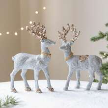 1pc Exquisite Deer Desktop Ornament, Creative Holiday Atmosphere Gift, Personalized Sequin Antler Christmas Deer Decoration, Suitable For Windowsill, Office And Multiple Scene Decor, Perfect Christmas Holiday Gift For Friends And Family - Moose - View 5