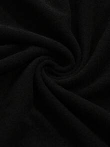 Women's Casual Slim Fit Fleece Long Sleeve Button Top, Round Neck, Soft Warm Black Tee, Fall Winter Daily Wear, Layering Shirt - Black - View 4