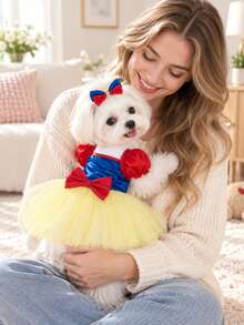 1. Kostum Anjing Balet Putri Lucu untuk Hewan Peliharaan, Kostum Anjing Satin Warna Blok dengan Hiasan Pita dan Bando yang Serasi, Cocok untuk Pemotretan, Koleksi Terbaru untuk Liburan - MultiWarna - View 5