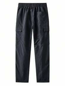 Men's Spring/Autumn New Elastic Waist Drawstring Fashion Casual Multi-Pocket Cargo Pants - Black - View 4
