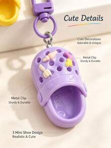 10/8/6/3/1pc Cute 3D Mini Clog Keychain, Colorful Resin Shoe Pendant With Mini Food Decor & Spring Hook, Bag Backpack Key Charm, Creative Gift Accessory, Key Chain Ornament, Suitable For Daily Decoration - One Size - View 10