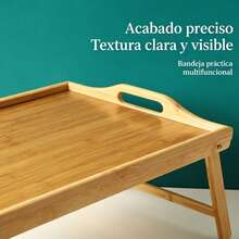 Multifunctional Foldable Bamboo Wood Table With Legs, Compact Dining Table, Small Window Table, Portable Table For Outdoor Use - Ginger - View 11