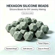 24/100Pcs Morandi Color Palette Faceted Hexagon Silicone Beads, Polygonal Beads For DIY Jewelry & Bead Pen Making - Morandi Color Scheme - View 22
