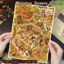 New, Upgraded Craftsmanship, 3D Visual Effect Scene Stickers, Immersive Handmade Collage, Adult Handmade Stickers, Miniature Landscape Stickers, Characters/Animals/Plants/Houses, Unlock Creative Moments, Playable And Collectible 3D Landscape Treasures! - Multicolor - View 2