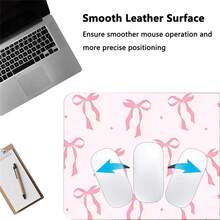 PU Leather Desk Mouse Pad, Pink Bow Pattern Large Desk Mat, Waterproof Anti‑Slip Dirt‑Resistant Gaming Keyboard Pad For Office Desktop Decor - View 3