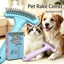 Pet Rake Comb Double‑Row Movable Pins Grooming Brush For Dogs Cats Removes Loose Undercoat Mats Tangled Hair - View 10