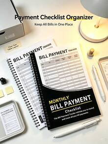 4/3/2/1pc Spiral Bound Bill Payment Tracker Notebook, Monthly Budget Planner With Expense Payment Records And Savings Overview, Durable Paper English Version Financial Management Book, Suitable For Students, Office Workers, Home Budget Management - Multi-style 2 - View 4