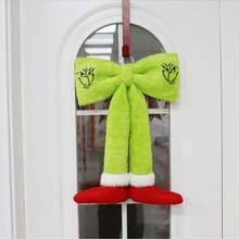 The Grinch With Feet Bow Christmas Tree Decoration Scene Prop Christmas Ornament Hanging Decor - With Bow and Feet - View 1