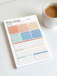 1pc A5 Brain Dump To-Do List Notebook, 50 Pages Minimalist Focused Daily Planner School Supplies - A - View 2