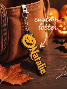 Custom 3D Layered Acrylic Pumpkin Keychain, Personalized Name Halloween Gothic Backpack Pendant, Holiday Gift For Students & Friends - Multicolor - View 1