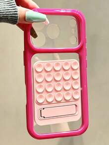 時尚撞色吸盤手機殼，透明壓克力硬 PC 防震背蓋，適用於 iPhone 18 Pro Max 18 Pro 17 Pro Max 17 Pro 17 17 Air 16 Pro Max 16 Pro 16 15 Pro Max 15 Pro 15 14 Pro Max 14 Pro 14 14 Plus 13 Pro Max 13 Pro 13 12 Pro Max 12 Pro 12 11 - 玫紅色 - 查看 3