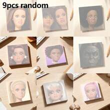 3pcs Random/6pcs Random/9pcs Random Cute Doll Face Self‑Adhesive Sticky Notes,Square Memo Pads For School, Office, Daily Reminder, Journaling, Girls Stationery Gifts - one-size - View 11