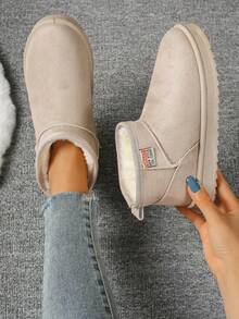 Women's Thick Sole Integrated Plush Snow Boots, Match Dress, 2024 New Arrival Fashionable Ankle Boots For Winter, Boots For Women, Fur Boots - Grey - View 18