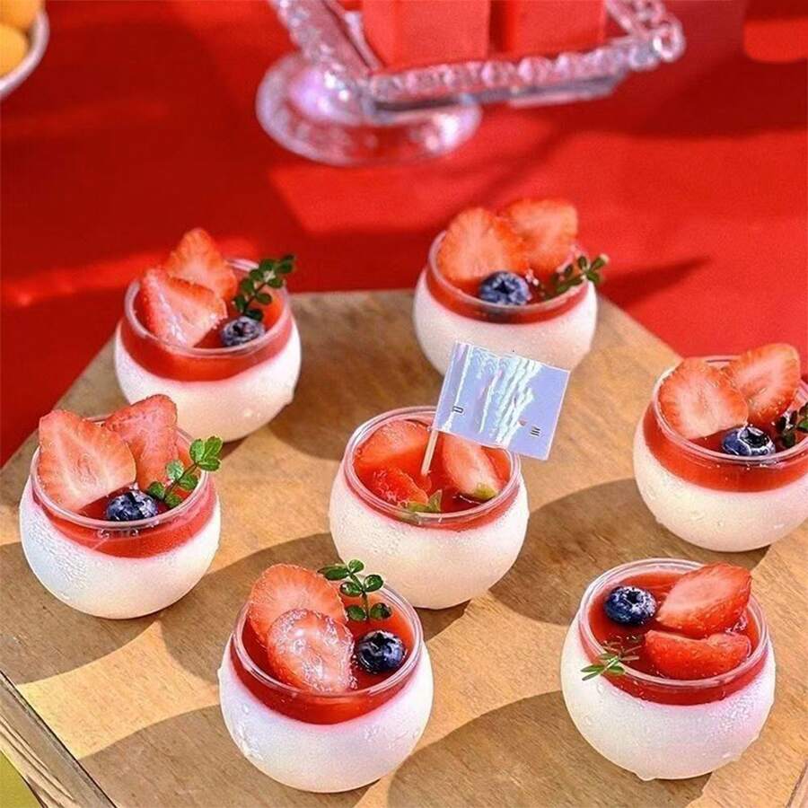 أكواب طعام صغيرة كروية إبداعية، ذات ملمس شفاف ونظيف، مناسبة للبودينغ والموس وحبوب الفاكهة الطازجة، يمكن استخدامها في التجمعات المنزلية وفترات استراحة الشاي التجارية وحفلات الكوكتيل، قابلة للتكديس والتخزين وسهلة التنظيف، تصميم بسيط وفريد، تعزز جماليات عرض الوجبات، تخلق تأثير عرض طعام راقي. - شفاف - مشاهدة 1
