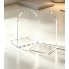 2/4/8pcs 3mm Thick 10*10*10cm L-Shaped Clear Acrylic Bookends, Heavy Duty Sturdy Minimalist Desktop Storage Bookends, Suitable For Home, Office And Library - Clear - View 2