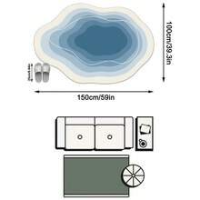 1PC Cream, Light Blue, Dark Blue Multi-Layer Wave Pattern Modern Minimalist Art Rug, Fresh Minimalist Style Faux Cashmere Asymmetrical Wave Asymmetrical Concentric Gradient Blue & White Ripples With Fine Edge Detail, Machine Washable Area Rug, Suitable For Living Room, Bedroom, Balcony, All Seasons, Aesthetic Home Decor - Multicolor - View 13
