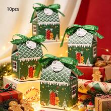 10pcs/Pack Christmas Baking Candy Cookie Small Gift Boxes Paper Boxes Small House Small Gift Boxes Paper Boxes With Rope Card Decoration Photo Box - View 7