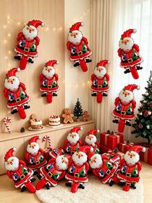 10pcs Mini Red Santa Claus Christmas Party Decoration Foil Balloon Set - View 1
