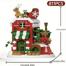 Christmas Santa Claus, Christmas Tree, Train, Snowman Micro Particle Building Blocks Christmas Gift, Creative Gift, Reindeer Assembly Building Blocks - Educational ABS Toy Gift Box, Best Holiday Gift - Multicolor - View 31