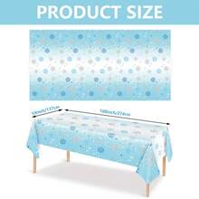 1/2 Pack Winter Snowflake Disposable Tablecloth, Blue Ice Wonderland Plastic Table Cover, Suitable For Christmas And Birthday Party Decoration - Multicolor - View 2