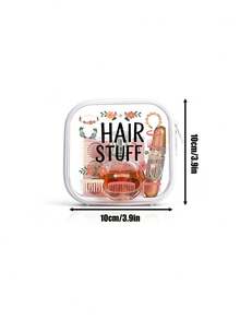 The "Hair Stuff" Pattern Double Zipper Transparent Storage Bag, Hair Accessory Storage Bag, Multi-Purpose Portable Small Item Box, Makeup Sponge Organizing Bag, Easy To Classify And Store Powder Puff Cotton Swabs And Miscellaneous Small Items - Multicolor - View 10