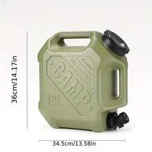 1pc 12L/3.2 Gallon Capacity Portable Outdoor Water Bucket Storage Container With Faucet, Anti-Drop & Leakproof, Suitable For Camping, Hiking, Picnic, Green/Black/Sand Color - Multicolor - View 3