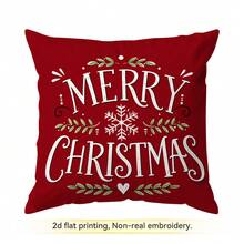 4pcs/1pc Warm Red Christmas Decorative Pattern Pillow Case Without Insert, Single-Sided Printed Pillow Case, Suitable For Living Room, Bedroom, Home Decor, All-Season Pillow Case - Multicolor - View 15