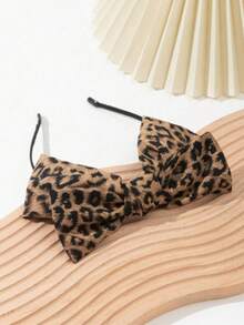 1pc Girls' Cute Elegant Leopard Print Bow Headband Suitable For Daily Wear - Multicolor - View 2