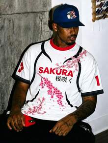 Japan U21 Men's & Youth T-Shirt, Cherry Blossom Pattern Design Comfortable Top, Suitable For Match, Daily Wear, Gift - White - View 5