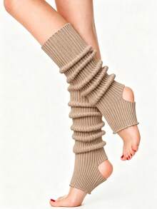 Women's Knitted Warm Pantyhose, Open-Toe Ribbed Crochet Leg Coverings, Relaxed-Style Winter Ankle Socks, Suitable For Yoga, Dancing And Daily Wear - Multicolor - View 13