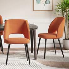 Folding Dining Table And Chairs Set Of 4, Easy Clean Round Dining Table With Padded Chairs Durable Dining Furniture Set Suitable For Dining Room And Kitchen - Grey Table + Orange Chair - View 7