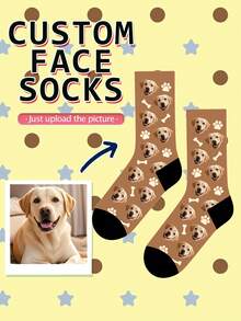 1 Pair Of Custom Socks,Custom Face Socks,Pattern Personalized Photo Socks, Put Any Face On The Socks, Best Gift For Friend Funny Socks,Cute,Pat,Dog - Multicolor - View 3