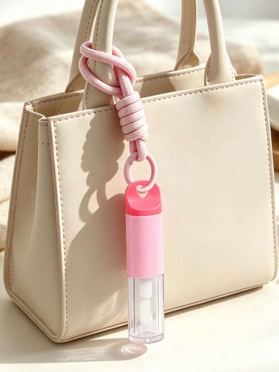 Cute Lip Gloss Tube Keychain With Cherry Santa Claus Lanyard Pendant, Refillable Empty Lip Balm Container, Bag Charm, Sample Storage, Travel Organizer - Multicolor - View 1