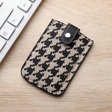 Pull-Out Multi-Slot Card Holder, Ultra-Thin Compact Large Capacity Card Sleeve, Luxury Houndstooth Women's Portable Card Holder, Can Store ID Card And Bank Card - Multicolor - View 8