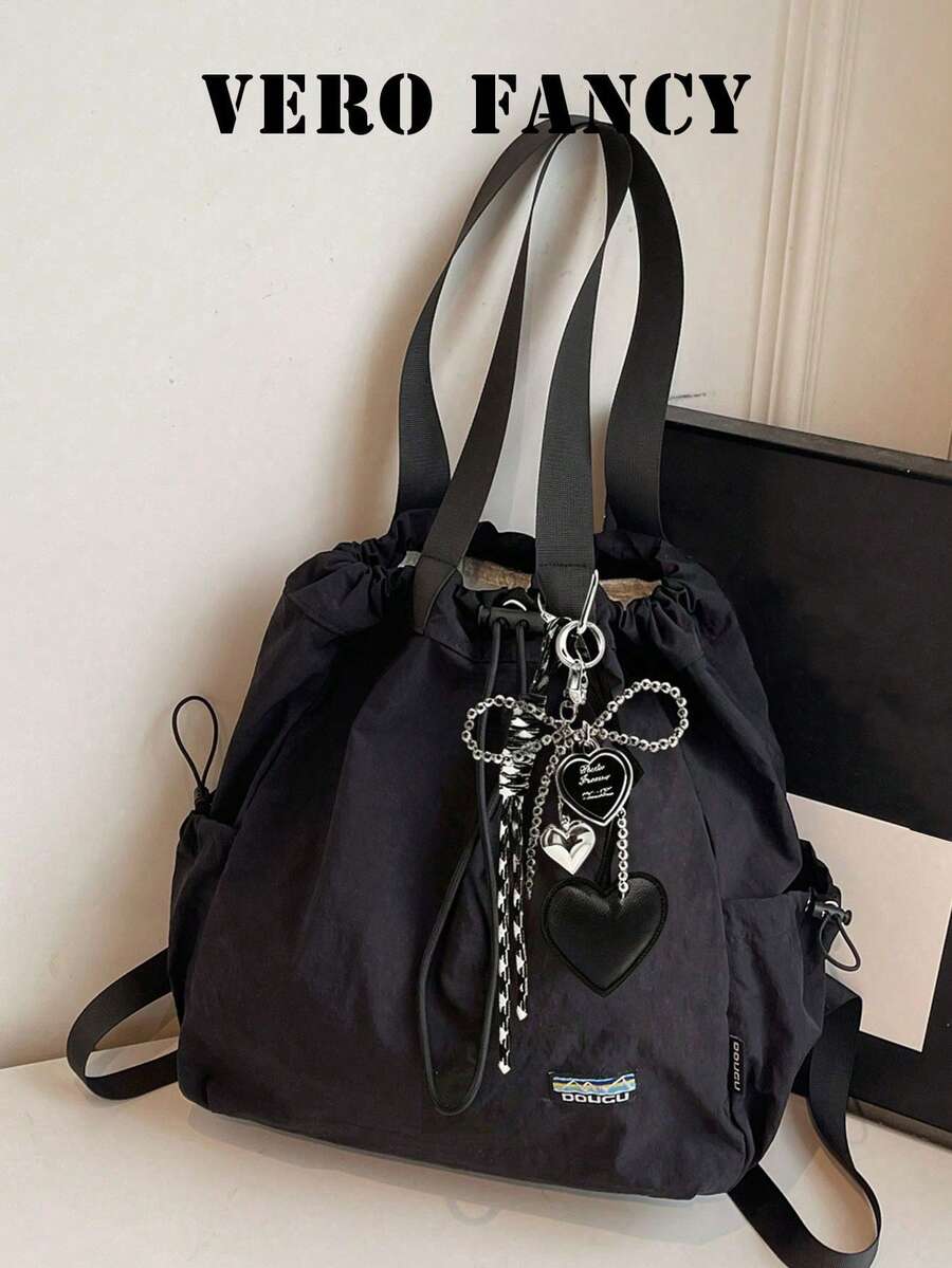 Bolso de mujer de gran capacidad portátil de unicolor y estilo minimalista, versátil y adecuado para el uso diario, viajes y compras