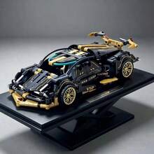 800+Pcs Micro Particle Set Car Building Block Model, 1:18 Scale Building Block Car Model, ABS Material, DIY Hands-On Ability Training, Home Office Decor Ornament Assembly Decoration, Suitable As Christmas/Halloween/Valentine's Day/New Year/Holiday Birthday Gift. - Black - View 4