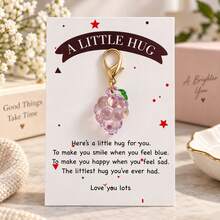 1pc/3pcs Women's Transparent Fruit Strawberry Apple Grape Resin Fruit Lemon Peach Strawberry Pendant With Blessing Card Creative Bag Charm Gift For Friends Wallet Accessory - Multicolor - View 3