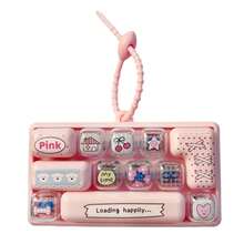 1pc 12-Grid Mini Keyboard Fingertip Press Toy, Cute Cartoon Keycaps Sensory Toy With Bead Chain Lanyard Pendant, Stress Relief Toy For Kids And Teens, Multiple Styles And Colors To Choose From, Christmas Gift - Multicolor - View 5