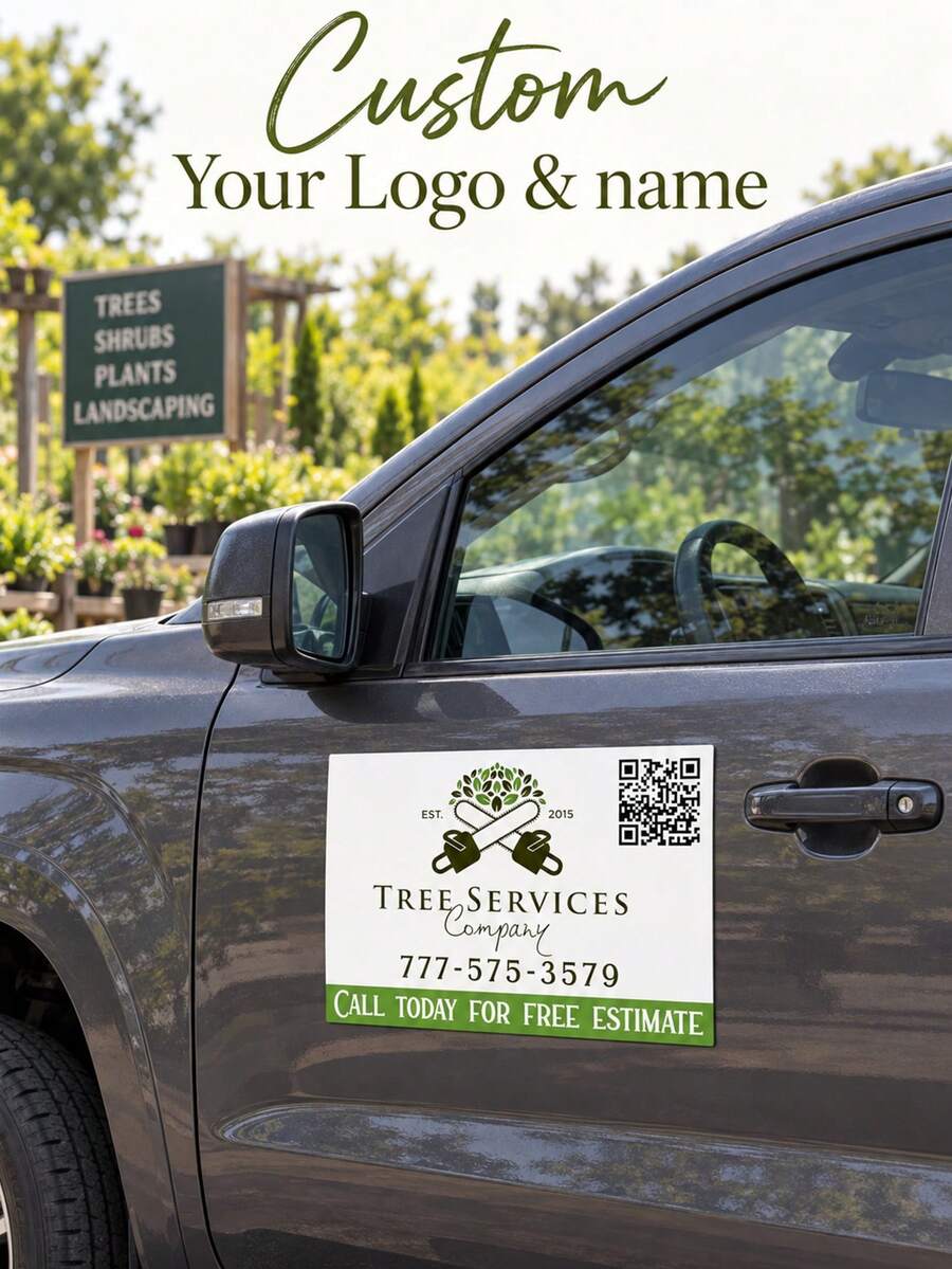 Señales Magnéticas Personalizadas para Automóviles, Logotipos Personalizados para su Coche, Furgoneta, Camión, Diseño Impermeable, Promueva su Vehículo Comercial, Impresión Profesional y Troquelado - Multicolor - Ver 1