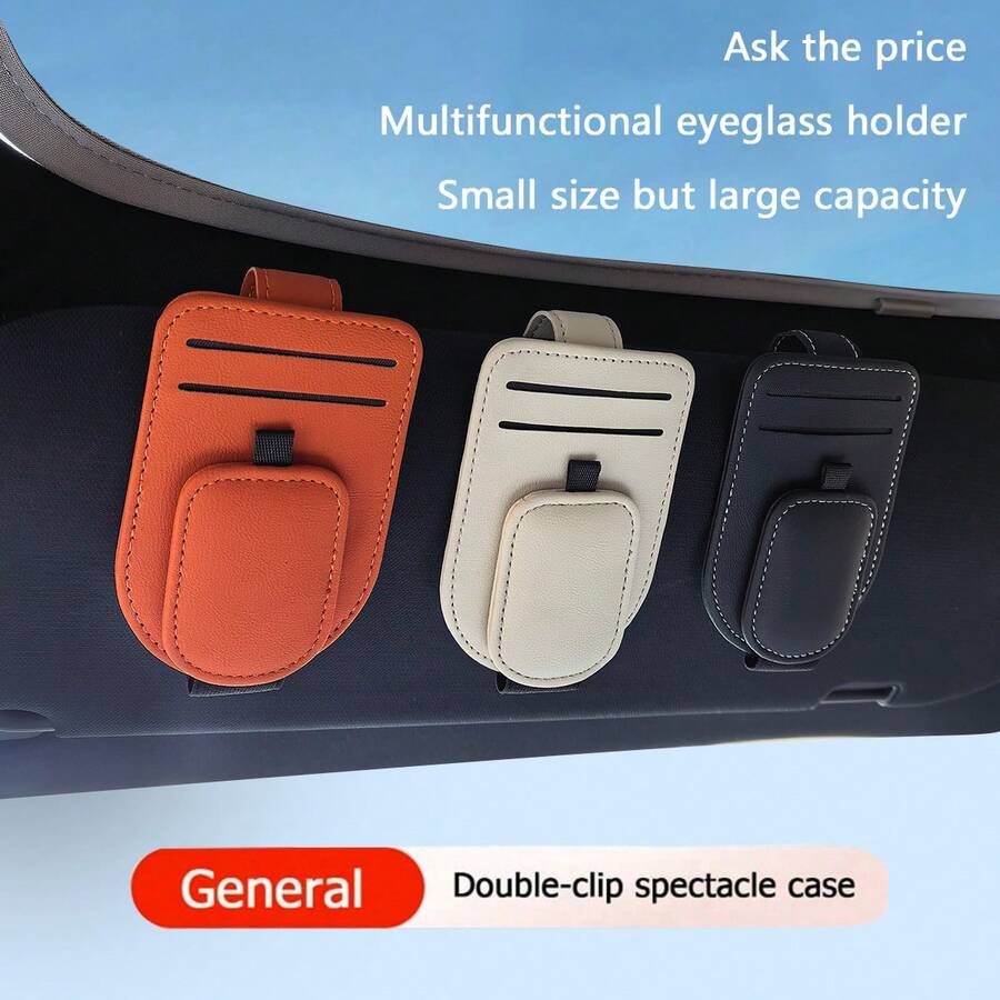 1pc Car Sun Visor Glasses Clip, Multi-Function Card Holder, Car Interior Accessories, Car Glasses Case - Car-mounted - View 1